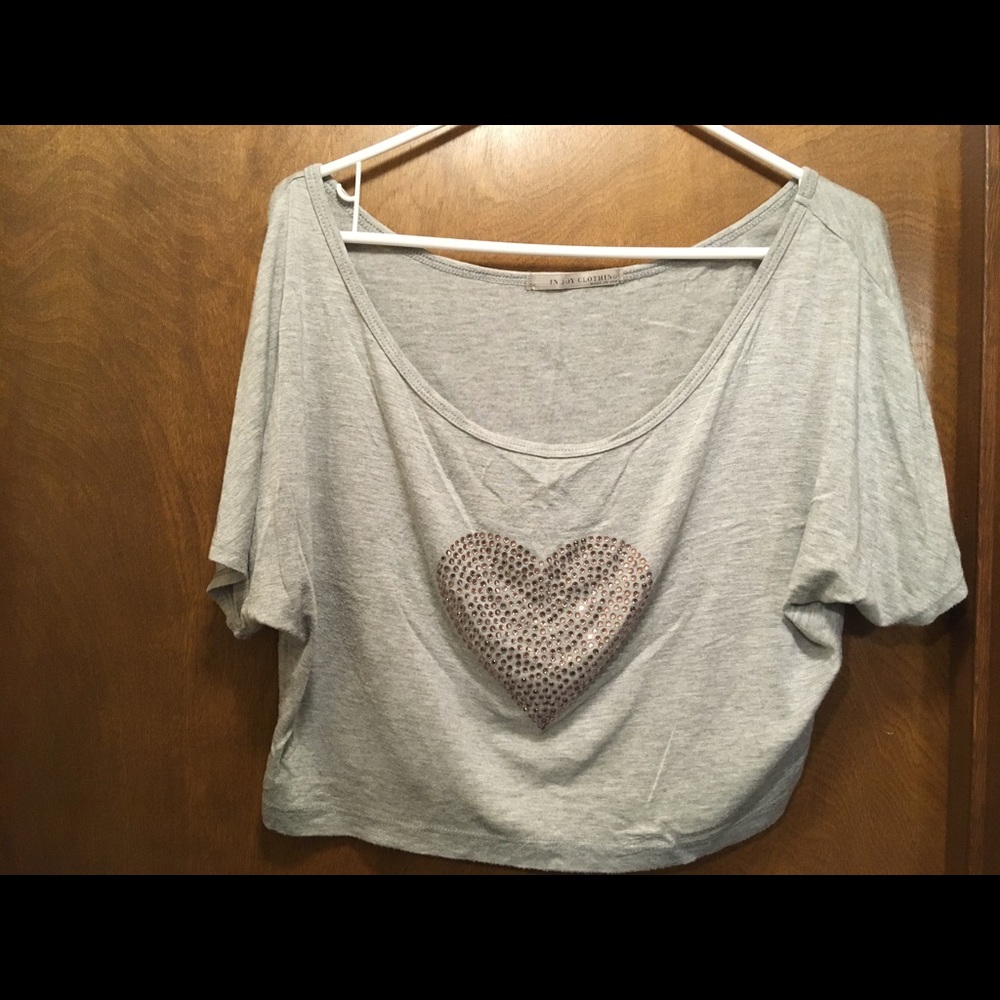 Crop top with Rhine stone heart